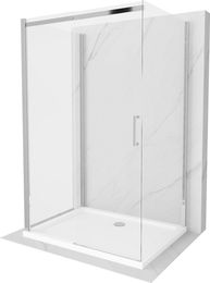 MEXEN/S - OMEGA sprchovací kút 3-stenný 130x80, transparent, chróm + vanička vrátane sifónu 825-130-080-01-00-3s-4010