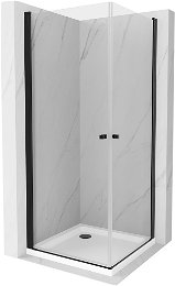 MEXEN/S - Pretoria Duo sprchovací kút 90x90, transparent, čierna + sprchová vanička vrátane sifónu 852-090-090-70-02-4010B