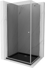 MEXEN/S - Pretória sprchovací kút 80x100, grafit, chróm + sprchová vanička vrátane sifónu 852-080-100-01-40-4070