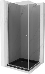 MEXEN/S - Pretória sprchovací kút 80x80, grafit, chróm + sprchová vanička vrátane sifónu 852-080-080-01-40-4070