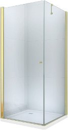 MEXEN/S - Pretória sprchovací kút 90 x 100, transparent, zlatá + brodzik Flat 852-090-100-50-00-4010