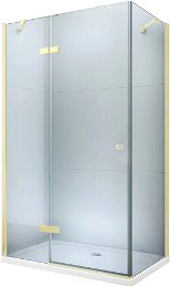 MEXEN/S - Roma sprchovací kút otvárací 70x100, sklo transparent, zlatá + vanička 854-070-100-50-00-4010