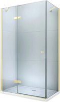MEXEN/S - Roma sprchový kút 70x70, kyvný, číre sklo, zlatý + vanička 854-070-070-50-00-4010