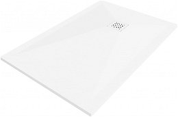 MEXEN/S - Stone+ obdĺžniková sprchová vanička 110 x 80, biela, mriežka biela 44108011-W