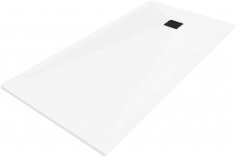 MEXEN/S - Stone+ obdĺžniková sprchová vanička 160 x 80, biela, mriežka čierna 44108016-B