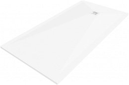 MEXEN/S - Stone+ obdĺžniková sprchová vanička 180 x 100, biela, mriežka biela 44101018-W