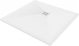 MEXEN/S - Stone+ štvorcová sprchová vanička 100 x 100, biela, mriežka biela 44101010-W