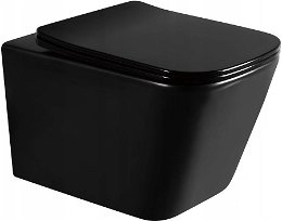 MEXEN/S - Teo Závesná WC misa čierna mat vrátane sedátka soft-close duroplastu, čierna lesk 30850685