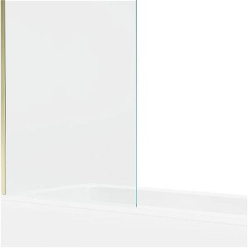 MEXEN/S - Vega obdĺžniková vaňa 150 x 70 cm s panelom + vaňová zástena 100 cm, transparent, zlatá 550115070X9510000050