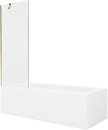MEXEN/S - Vega obdĺžniková vaňa 150 x 70 cm s panelom + vaňová zástena 70 cm, transparent, zlatá 550115070X9507000050
