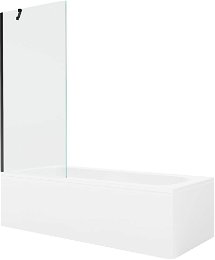 MEXEN/S - Vega obdĺžniková vaňa 150 x 70 cm s panelom + vaňová zástena 80 cm, transparent, čierna 550115070X9508000070