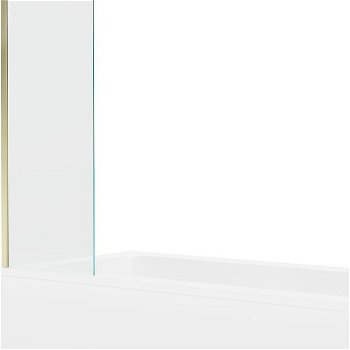 MEXEN/S - Vega obdĺžniková vaňa 160 x 70 cm s panelom + vaňová zástena 50 cm, transparent, zlatá 550116070X9505000050