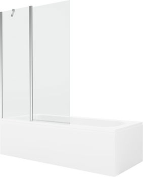 MEXEN/S - Vega obdĺžniková vaňa 170 x 70 cm s panelom + vaňová zástena 120 cm, transparent, chróm 550117070X9412110100