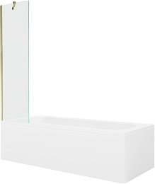 MEXEN/S - Vega obdĺžniková vaňa 170 x 70 cm s panelom + vaňová zástena 50 cm, transparent, zlatá 550117070X9505000050
