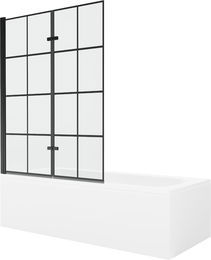 MEXEN/S - Vega obdĺžniková vaňa 180 x 80 cm s panelom + vaňová zástena 120 cm, čierna vzor 550118080X9212027077