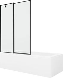 MEXEN/S - Vega obdĺžniková vaňa 180 x 80 cm s panelom + vaňová zástena 120 cm, čierna vzor - 550118080X9410117070 550118080X9412117070