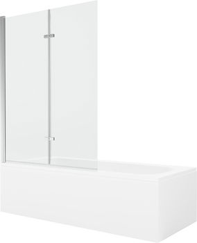 MEXEN/S - Vega obdĺžniková vaňa 180 x 80 cm s panelom + vaňová zástena 120 cm, transparent, chróm 550118080X9212020100