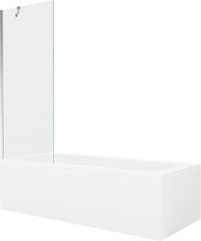 MEXEN/S - Vega obdĺžniková vaňa 180 x 80 cm s panelom + vaňová zástena 70 cm, transparent, chróm 550118080X9507000001