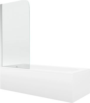 MEXEN/S - Vega obdĺžniková vaňa 180 x 80 cm s panelom + vaňová zástena 75 cm, transparent, chróm 550118080X9007510100