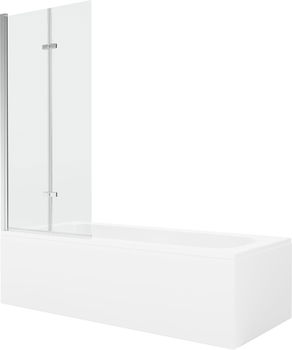 MEXEN/S - Vega obdĺžniková vaňa 180 x 80 cm s panelom + vaňová zástena 80 cm, transparent, chróm 550118080X9208020100