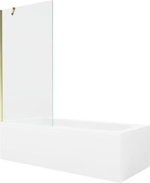 MEXEN/S - Vega obdĺžniková vaňa 180 x 80 cm s panelom + vaňová zástena 90 cm, transparent, zlatá 550118080X9509000050