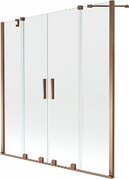 MEXEN/S - Velar Duo Dvojkrídlová posuvná vaňová zástena 160 x 150 cm, transparent, ružové zlato 896-160-000-02-60
