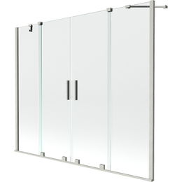 MEXEN/S - Velar Duo dvojkrídlová posuvná vaňová zástena 170 x 150 cm, transparent, nikel kartáčovaný 896-170-000-02-97