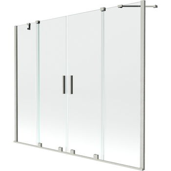 MEXEN/S - Velar Duo dvojkrídlová posuvná vaňová zástena 170 x 150 cm, transparent, nikel kartáčovaný 896-170-000-02-97