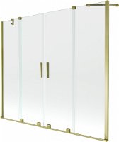 MEXEN/S - Velar Duo Dvojkrídlová posuvná vaňová zástena 170 x 150 cm, transparent, zlatá 896-170-000-02-50
