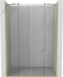 MEXEN/S - Velar Duo posuvné sprchové dvere 150, transparent, zlato kartáčovaná 871-150-000-02-55