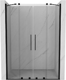 MEXEN/S - Velar Duo posuvné sprchové dvere 160, transparent, czarne 871-160-000-02-70