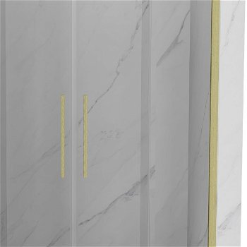 MEXEN/S - Velar Duo posuvné sprchové dvere 160, transparent, zlato kartáčovaná 871-160-000-02-55