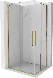 MEXEN/S - Velar Duo štvorcový sprchovací kút 100 x 90, transparent, zlatá 871-100-090-02-50