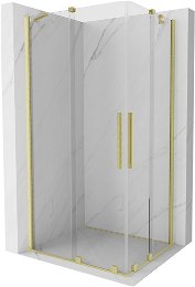 MEXEN/S - Velar Duo štvorcový sprchovací kút 100 x 90, transparent, zlatá kartáčovaná 871-100-090-02-55