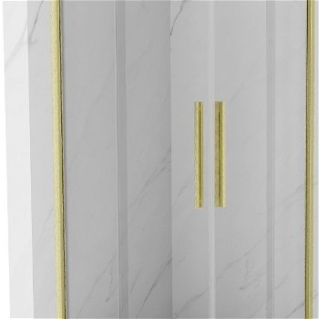 MEXEN/S - Velar Duo štvorcový sprchovací kút 80 x 80, transparent, zlatá kartáčovaná 871-080-080-02-55
