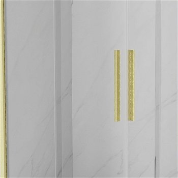 MEXEN/S - Velar Duo štvorcový sprchovací kút 90 x 80, transparent, zlatá kartáčovaná 871-090-080-02-55