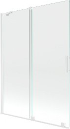 MEXEN/S - Velar Dvojkrídlová posuvná vaňová zástena 130 x 150 cm, transparent, biela 896-130-000-01-20