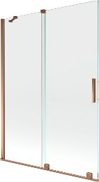 MEXEN/S - Velar Dvojkrídlová posuvná vaňová zástena 130 x 150 cm, transparent, ružové zlato 896-130-000-01-60