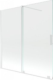 MEXEN/S - Velar Dvojkrídlová posuvná vaňová zástena 160 x 150 cm, transparent, biela 896-160-000-01-20