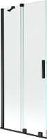 MEXEN/S - Velar Dvojkrídlová posuvná vaňová zástena 85 x 150 cm, transparent, čierna 896-085-000-01-70