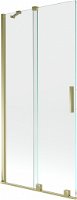 MEXEN/S - Velar Dvojkrídlová posuvná vaňová zástena 90 x 150 cm, transparent, zlatá 896-090-000-01-50