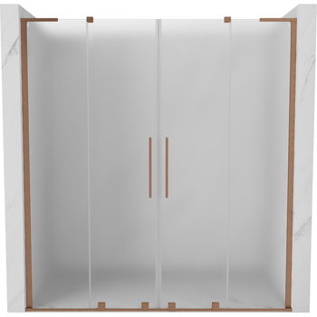 MEXEN/S - Velar L Duo posuvné sprchové dvere 200 cm, dekor, meď kartáčovaná 871-200-003-32-65