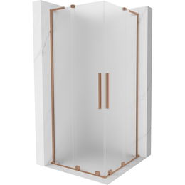 MEXEN/S - Velar L Duo sprchovací kút, posuvné dvere 100 x 100 cm, dekor, meď kartáčovaná 871-100-100-02-33-65