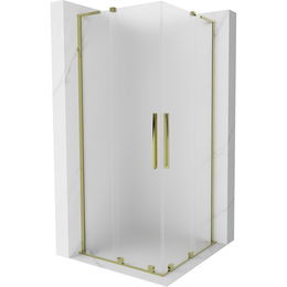 MEXEN/S - Velar L Duo sprchovací kút, posuvné dvere 100 x 100 cm, dekor, zlato 871-100-100-02-33-50