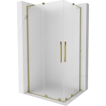 MEXEN/S - Velar L Duo sprchovací kút, posuvné dvere 100 x 90 cm, dekor, zlato 871-100-090-02-33-50