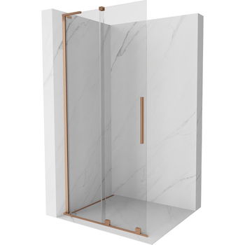 MEXEN/S - Velar L Sprchová zástena posuvná Walk-in 100 x 200 cm, transparent 8 mm, meď kartáčovaná 871-100-003-03-65