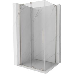 MEXEN/S - Velar L sprchovací kút, posuvné dvere 100 x 90 cm, transparent, nikel kartáčovaný 871-100-090-03-97
