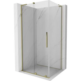 MEXEN/S - Velar L sprchovací kút, posuvné dvere 100 x 90 cm, transparent, zlato 871-100-090-03-50