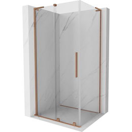 MEXEN/S - Velar L sprchovací kút, posuvné dvere 120 x 90 cm, transparent, meď kartáčovaná 871-120-090-03-65