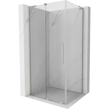 MEXEN/S - Velar L sprchovací kút, posuvné dvere 120 x 90 cm, transparent, nikel kartáčovaný 871-120-090-03-97